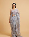 Ice Blue Bel Buti Embroidered Saree with Sequin Work